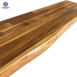 Juego de 2 Estantes Flotantes de Madera de Acacia con Borde Natural, Acabado en Teca Dorada NC para Decoración del Hogar - Product Image 3