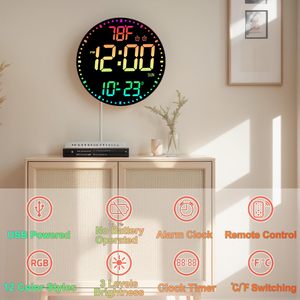 Changing <b>Wall</b> <b>Clock</b> Modern Large Numbers with Remote <b>Control</b> for Living Room Bedroom Home Decor Gift - Product Image 4