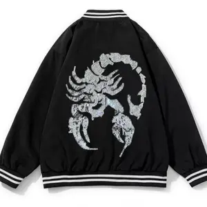 Tinh thể Topaz Cung cấp Bọ Cạp hình dạng Bling tùy chỉnh Hoodies với thạch Nhiệt Báo Chí chuyển Thiết kế