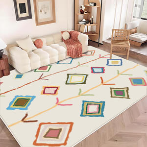 พรมลายเรขาคณิตสไตล์นอร์ดิก รูปทรงสี่เหลี่ยมผืนผ้า ผ้าคล้ายแคชเมียร์ กันลื่น สำหรับห้องนอน ห้องนั่งเล่น ทางเข้าบ้าน ห้องทำงาน - Product Image 2