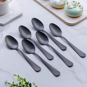 Dao Kéo Bán Sỉ Muỗng Tráng Miệng Ăn Tối Trà Salad Màu Vàng Bạc Thép Không Gỉ Đồ Dùng Dẹt Màu Đen Bộ Muỗng Phục Vụ Lạ Mắt - Product Image 6