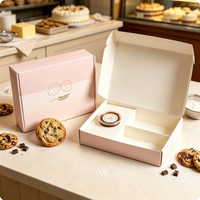 Boîte à biscuits bleue personnalisée avec logo imprimé recto-verso, de qualité alimentaire, pour la pâtisserie et les collations, avec compartiment pour sauce.