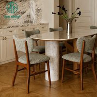 Chaise de restaurant Ron Group, style rétro français, en bois de noyer foncé, avec dossier papillon personnalisé en tissu, sans accoudoirs, pour hôtel