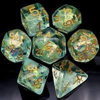 Set Dadu DND Hijau Muda 42 Buah, Tas Dadu D&D Polihedral, Inklusi Mylar Iridescent, Set Lengkap Termasuk Semua Dadu Polihedral