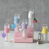 Tube à lèvres vide transparent en ABS avec capuchon à vis, grand applicateur en forme de cœur, personnalisable, impression numérique, accessoire, conteneur à chaîne