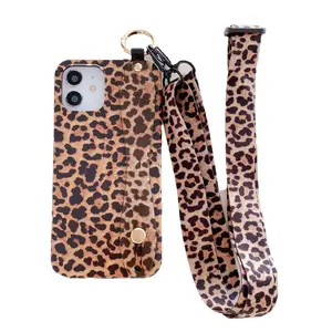 Animal Element Leopard Print Wrist Strap Lanyard Soft Case For Iphone 14 13 11 12 Pro Max 7 8 Plus Xr X Xs Se Phone Cover Fundas