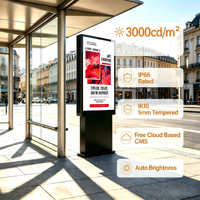 Señalización Digital para Exteriores IP66 IK10 Resistente al Agua, 3000nits de Alto Brillo, Antideslumbrante, Vidrio Templado de 5mm