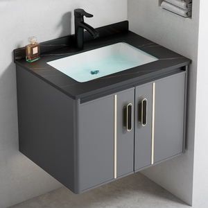 Mobile <span class=keywords><strong>Bagno</strong></span> Moderno per Hotel e Appartamenti, in Lega di Alluminio con Finitura Laccata, Lavabo Integrato in Ceramica, Armadietti Quadrati Intelligenti - Product Image 4