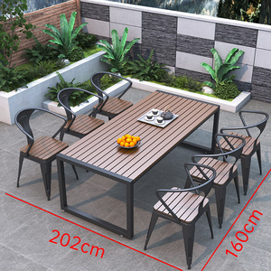 Meubles de patio extérieur <span class=keywords><strong>coussin</strong></span> étanche <span class=keywords><strong>banc</strong></span> de pique-nique de jardin en métal et ensemble de chaises pour cour salle à manger hôtel - Product Image 5