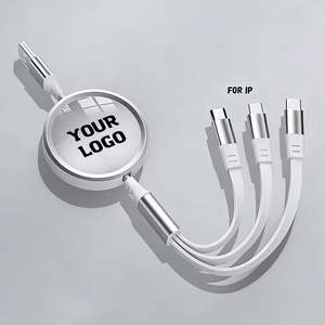 Cable de Carga Retráctil de Triple Puerto para Dispositivos Micro y USB C, de Silicona Plana, Ideal para Viajes, Regalo Promocional - Product Image 5