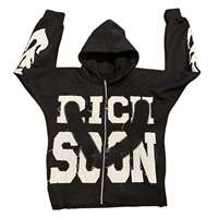 Sweat à capuche zippé de haute qualité avec patch brodé, logo personnalisé, poids lourd, 100% coton, veste décontractée, streetwear pour homme, sweat à capuche zippé