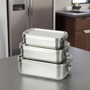 Recipiente de Acero Inoxidable para Preparación de Alimentos con Tapa de Clip Segura, Sellado de Silicona a Prueba de Fugas, Ligero para Viajes - Product Image 2