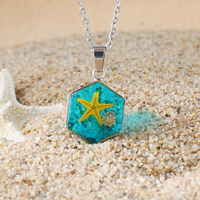 Collier Pendentif Étoile de Mer en Résine Thème Océan en Acier Inoxydable pour Femme, Bijou Charmant Style Plage, Cadeau pour Amoureux et Couples