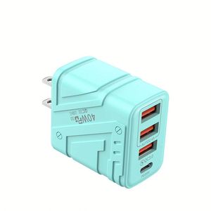 Cargador de Pared USB de Cuatro Puertos 3USB+PD, Estilo Mecha, 40W de Alta Potencia, Cargador Rápido para Teléfono Móvil, Compatible con EE. UU., UE y Reino Unido - Product Image 1