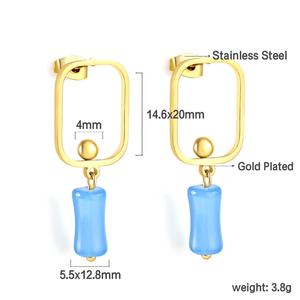 ต่างหูสีสันสดใสแบบไม่ก่อให้เกิดอาการแพ้สำหรับผู้หญิง รูปทรงกลมขนาดใหญ่ รูปทรงไม่สมมาตร หนา  ชุบทอง 18K ทำจากสแตนเลสสตีล - Product Image 2