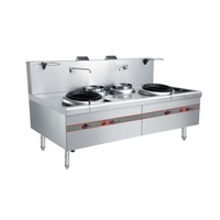 Cuisinière à wok chinoise professionnelle à double brûleur 42KW en acier inoxydable robuste pour projets de cuisines industrielles