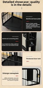 Chariot de transport pliable robuste, poids net 45 kg, acier de 1,0 mm d'épaisseur, 360° °   Roulettes à frein pour la logistique des supermarchés - Product Image 4