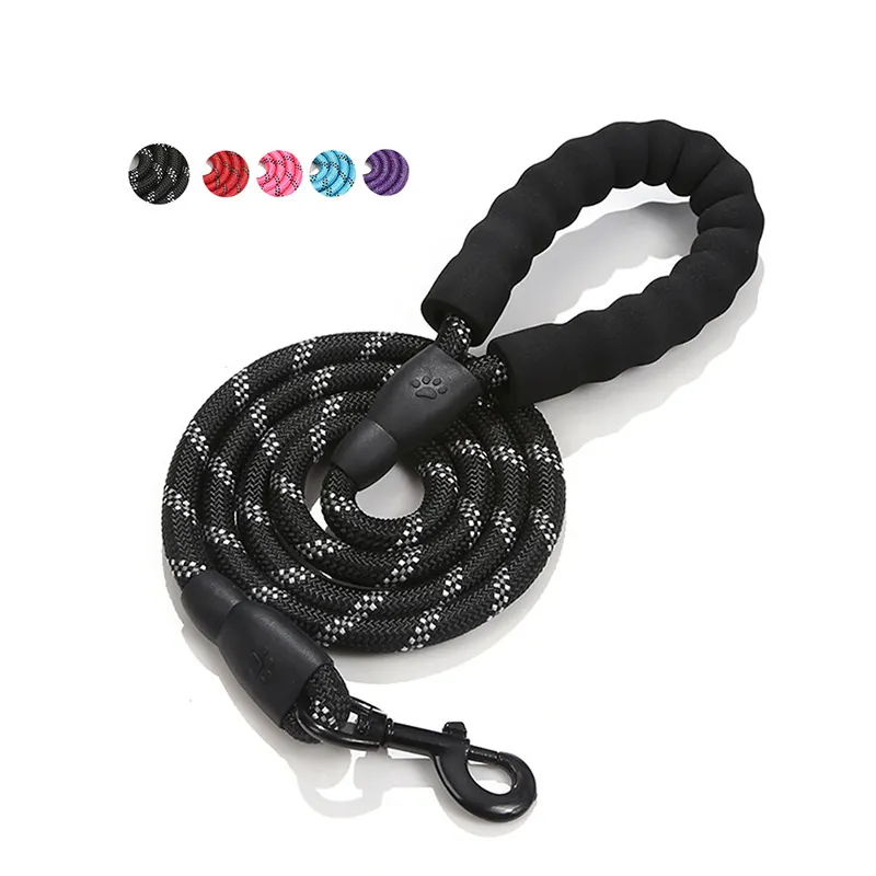 Manico in spugna a basso prezzo 5ft guinzaglio per cani guinzaglio cane resistente guinzaglio riflettente in Nylon corda guinzaglio per cani per animali domestici che camminano