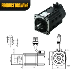 HLTNC 750W Servo Motor AC Servo Motor Kit 2.4N.M. Motor 0.75KW 80SY-M02430 com motorista servo