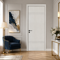 Porte intérieure en bois moderne, porte à panneau plat en PVC, porte de chambre en MDF personnalisable pour usage domestique ou hôtelier