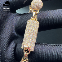 Collier chaîne cubaine en or rose 9K-18K de luxe |   Diamant rond étincelant cultivé en laboratoire |   Bijoux Hip Hop sur mesure