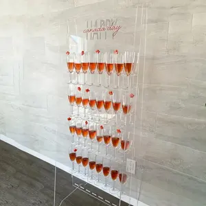 Clear Glass Wall Holder For Wedding Decoration Wine Cup Display Champagne Boards Acrylic Material