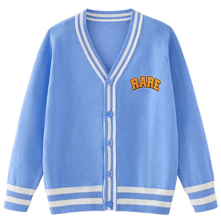 Cárdigan de Lana con Logo Personalizado para Hombre, Suéter de Punto Bordado a Rayas de Jacquard, Moda Varsity