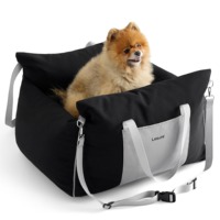Coussin de transport de luxe pour chien, pour voiture et extérieur, avec laisse de sécurité à clipser, rembourrage en mousse à mémoire de forme épaissie