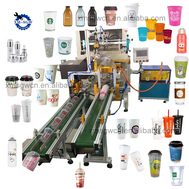 Hete Verkoop Automatische Roterende Plastic Kop Koffie Thee Cup Zijde Zeefdruk Machine Multi Color Voor Kleine Bedrijven