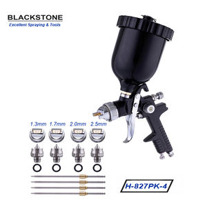 Blackstone Series H827 HVLP Pistolet de pulvérisation 4 tailles de buses (1.3/1.7/2.0/2.5mm) 600ml Tasse en plastique Gravité pour peinture de voiture Noir <span class=keywords><strong>Matech</strong></span> - Product Image 1