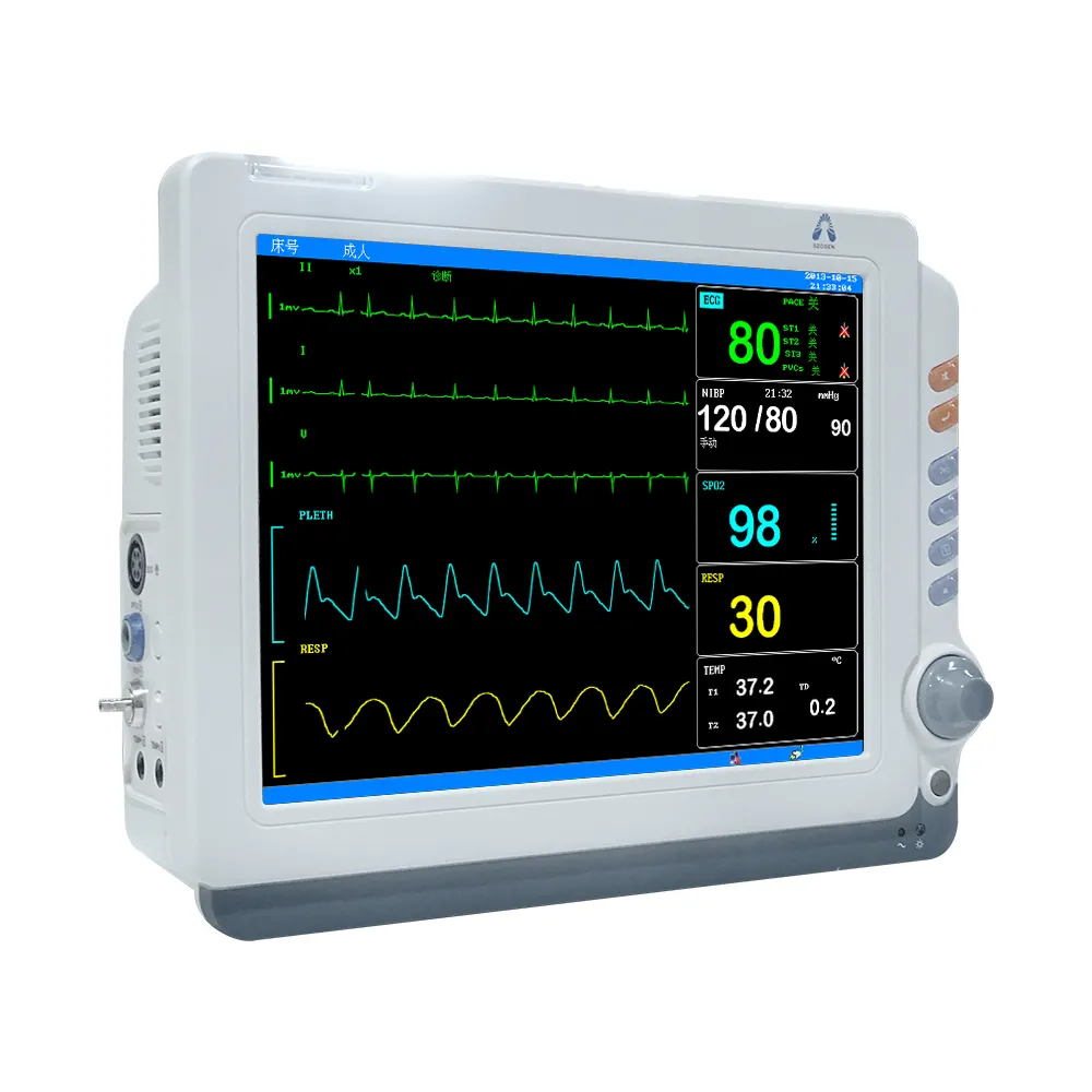 Pengembangan Baru 5 Para Multiparameter 12.1 Inci Monitor Pasien Rumah Sakit CCU Monitor Pasien Portabel dengan Printer