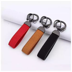 Engraveable Silk Screen Pu Car logo Laser Braided Rope square Pattern Custom Leather <b>Keychain</b> - Product Image 3