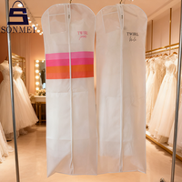 Sacs de rangement pour robes en tissu non tissé blanc de luxe, réutilisables, anti-poussière, avec logo personnalisé