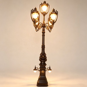 Lampadaire de jardin classique européen, extérieur, étanche, décoratif, en fonte antique, à LED, pour éclairage décoratif de jardin. - Product Image 6
