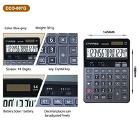 Calculatrice de table à double alimentation CTIFREE extra-large, 12, 14 ou 16 chiffres, 112 étapes, solaire et à piles, écologique, en plastique pour bureau