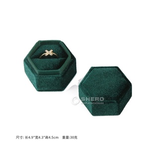 Premium Hexagon Velvet <b>Ring</b> Box Custom Logo Luxury Jewelry Gift Box Durable Portable <b>Storage</b> Display <b>Ring</b> Case Factory - Product Image 1
