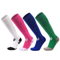 Chaussettes de football professionnelles personnalisées pour jeunes hommes, antidérapantes, montantes, respirantes, avec doublure épaisse en tissu éponge, collection Printemps, conception ODM, manchette 3D