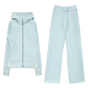 <span class=keywords><strong>Ensemble</strong></span> sweat à capuche doublé polaire Luludarling avec fermeture éclair dorée et pantalon taille haute à jambes larges pour <span class=keywords><strong>femme</strong></span> – Chaud, <span class=keywords><strong>d</strong></span>écontracté et amincissant - Product Image 3