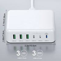 Chargeur GaN USB-C USB-A 100W HNT ODM/OEM en gros pour ordinateur de bureau, adaptateur de charge rapide PD3.1 à 6 ports pour ordinateur portable, téléphone, tablette
