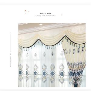 Rideaux de salon de luxe de style européen de haute qualité, brodés, 3 m, avec cantonnière - Product Image 3