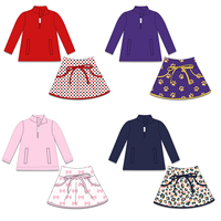 Tenues de yoga personnalisées OEM ODM imprimées, ensemble jupe-short athlétique à pois rouges et noirs pour bébés filles, vêtements de sport d'extérieur pour enfants