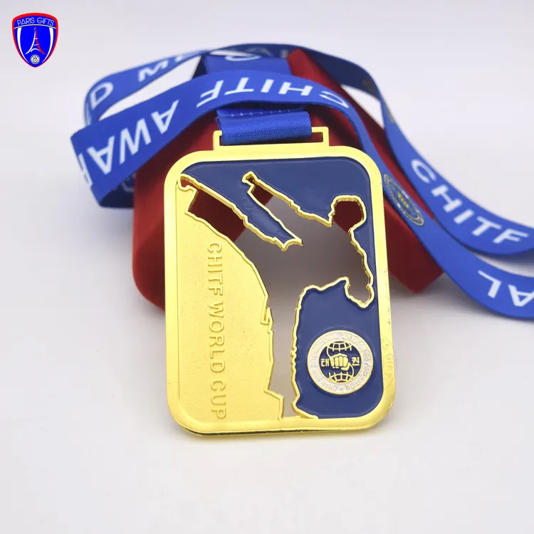 Oro taekwondo medaglione medaglie personalizzate <span class=keywords><strong>sport</strong></span> e trofei per CHITF COPPA DEL MONDO