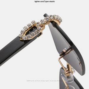 Rhinestone vuông kính mát sang trọng kim cương kính mặt trời thời trang Mens không có Vành kính mát bóng râm Kính - Product Image 4