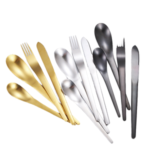Western 4-Piece Metal Cutlery Set 304 Stainless Steel Korean-Style Sand Sanded <b>Dessert</b> Knife Spoon for Weddings - Product Image 4