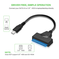 Câble adaptateur USB-C vers SATA 3.0, convertisseur haute vitesse 6 Gbps Type-C vers SATA 2,5 pouces pour disques durs et SSD, câble lecteur de disque dur externe