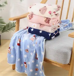 Wholesale Custom Warm Bear Pattern Animal Print Designer Fluffy Puppy Pet Blanket Flannel Mat Cartoon Cat And Dog Blanket