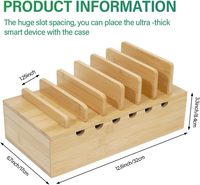 Station de charge verticale en bambou pour plusieurs appareils, organiseur de bureau compatible iPhone, inclut 6 câbles