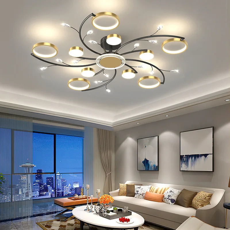 Iron Round Living Room Ceiling Light Creative Luxury Chandelier Multi-head Design Ceiling Lamp for Dining Room