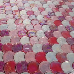 Produsen grosir ubin mosaik kaca warna campuran untuk Kolam renang