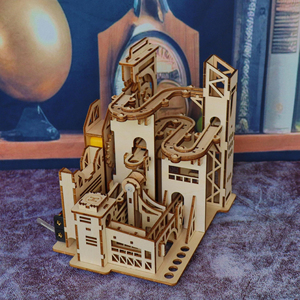 Modèle de château <span class=keywords><strong>en</strong></span> <span class=keywords><strong>bois</strong></span> à <span class=keywords><strong>construire</strong></span> soi-même, circuit de billes découpé au laser 3D, labyrinthe de billes à assembler, kit de construction mécanique de circuit de billes - Product Image 2